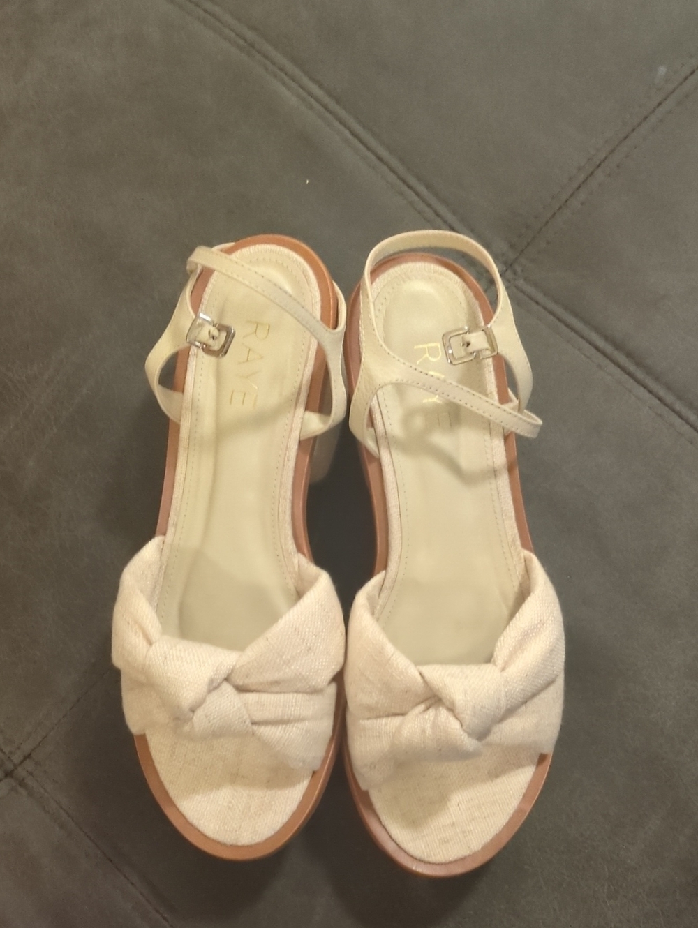 RAYE Paulo Heel Cream Knot Front Ankle-Strap Sandals